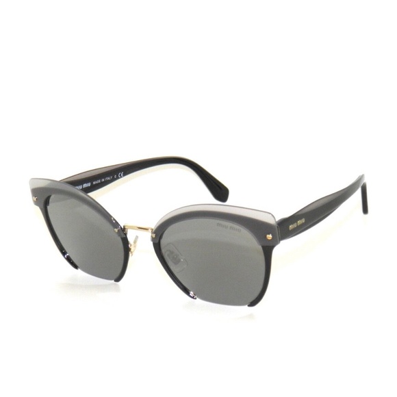 Miu Miu Miumiu 53T 53 1AB-7W1 Black Gray Mirror Silver Sunglasses - Picture 1 of 5
